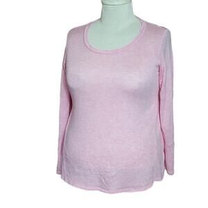 BOBEAU Light Pink Super Soft Long Sleeve T, SZ Large